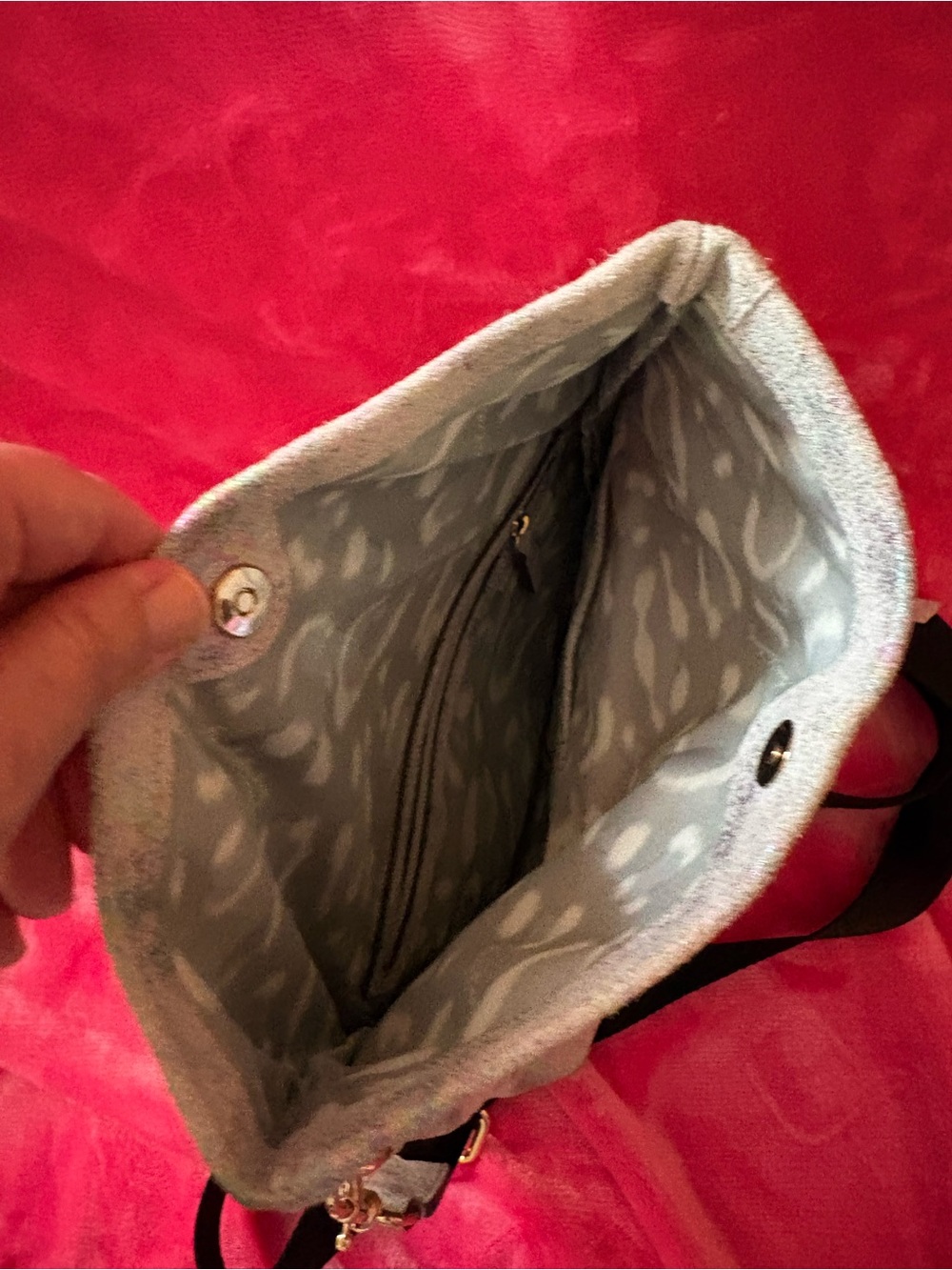 Aimee Kestenberg Iridescent Silver Crossbody with Leopard-Print Lining - Picture 9 of 9